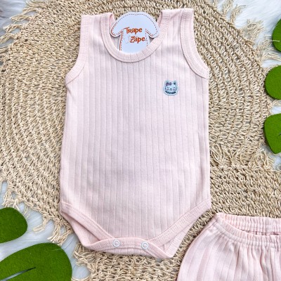 Conj. Body Regata e Short Canelado - Salmão